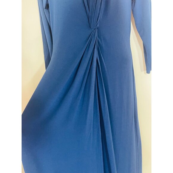 Tommy Bahama Long Sleeve V Neck Twist Front Modal Blend Maxi Dress Navy Blue S/P - Picture 4 of 7